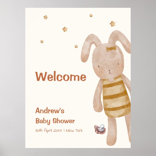 Schattigee minimalistische Boho Bunny Speelgoed Ba Poster (Voorkant)