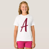 Schattigee minimalistische Bourgondische rode kall T-shirt (Voorkant volledig)