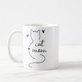 Schattigee minimalistische Cat Mam Cat Mama Kat Ki Koffiemok (Links)