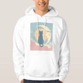 Schattigee minimalistische Cat op Crescent Moon Ho Hoodie (Voorkant)
