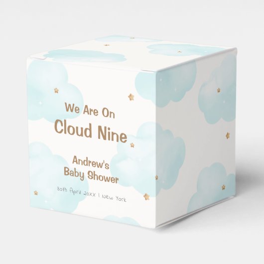 Schattigee minimalistische cloud negen sterren Bab Bedankdoosjes (Voorkant Zijde)
