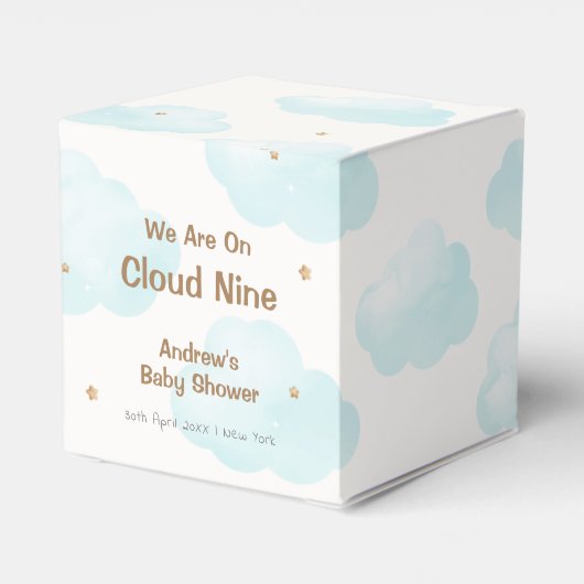Schattigee minimalistische cloud negen sterren Bab Bedankdoosjes (Achterkant)