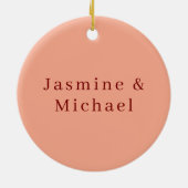 Schattigee minimalistische Deep Red & Peach eigen  Keramisch Ornament (Achterkant)