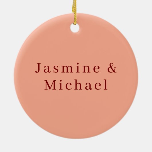 Schattigee minimalistische Deep Red & Peach eigen  Keramisch Ornament (Achterkant)