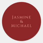 Schattigee minimalistische Deep Red & Peach eigen  Ronde Sticker (Voorkant)