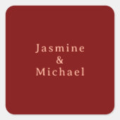 Schattigee minimalistische Deep Red & Peach eigen  Vierkante Sticker (Voorkant)