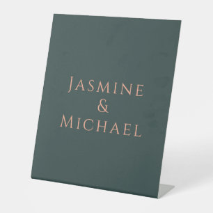 Schattigee minimalistische Dusty Green & Peach Eig Reclamebord Met Voetstuk