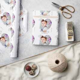 Schattigee minimalistische foto eerste verjaardags cadeaupapier