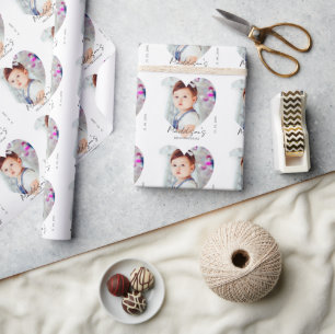 Schattigee minimalistische foto eerste verjaardags cadeaupapier