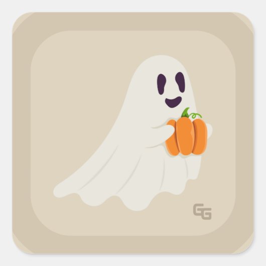 Schattigee minimalistische Ghost Sticker (Voorkant)