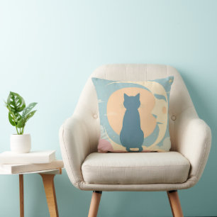 Schattigee minimalistische kat op maankussen - ver kussen