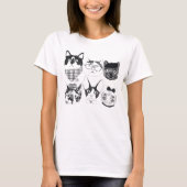 Schattigee minimalistische kattengezichtschetsen t-shirt (Voorkant)