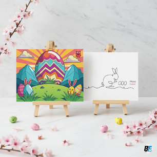 Schattigee minimalistische  kuikens in paashaas briefkaart