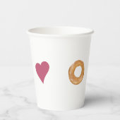 Schattigee minimalistische liefde & bagels wit papieren bekers (Achterkant)