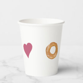 Schattigee minimalistische liefde & bagels wit papieren bekers