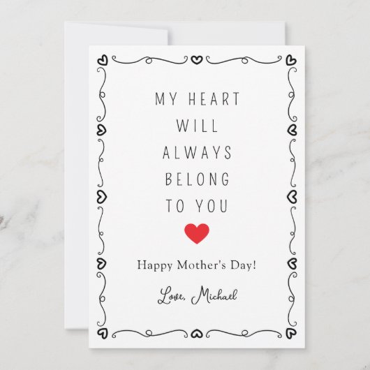 Schattigee minimalistische Moederdag Kaart (Achterkant)