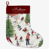 Schattigee minimalistische Nordic Winter Village K Grote Kerstsok (Voorkant)