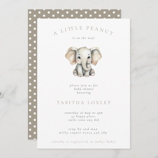 Schattigee minimalistische olifant kleine pinda Ba Kaart (Voorkant / Achterkant)