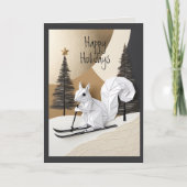 Schattigee Minimalistische Origami Kerst Eekhoorn  Kaart (Voorkant)