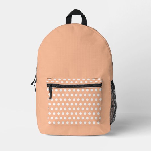 Schattigee minimalistische pastel perzik polka dot bedrukte rugzak (Voorkant)