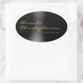 Schattigee minimalistische Plain Modern Calligrapy Ovale Sticker (Tas)