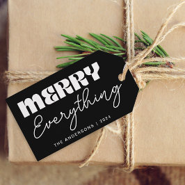 Schattigee minimalistische retro vrolijk alles zwa cadeaulabel