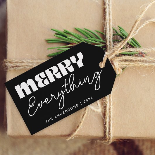 Schattigee minimalistische retro vrolijk alles zwa cadeaulabel