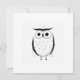 Schattigee minimalistische uil - handgetekende sti feestdagenkaart