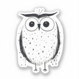 Schattigee minimalistische uil - handgetekende sti sticker