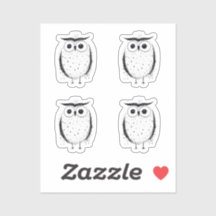 Schattigee minimalistische uil - handgetekende sti