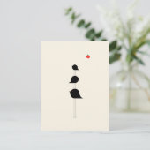 Schattigee minimalistische vogeltjes zwart rood te briefkaart (Staand voorkant)