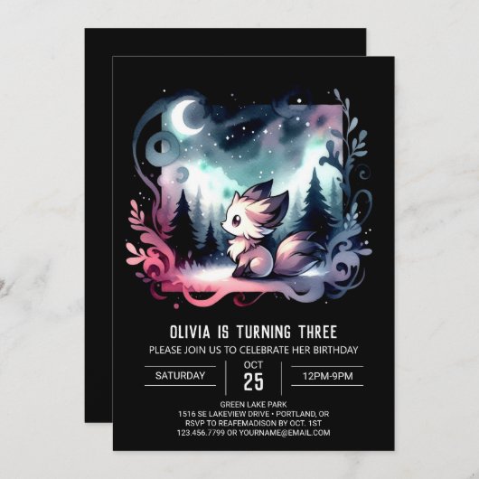 Schattigee minimalistische Wolf Verjaardag Kaart (Voorkant / Achterkant)