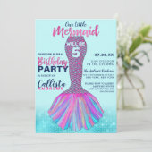 Schattigee Mint Blauw Roze Zeemeermin Staart Glitt Kaart (Staand voorkant)