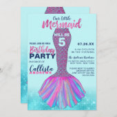 Schattigee Mint Blauw Roze Zeemeermin Staart Glitt Kaart (Voorkant / Achterkant)