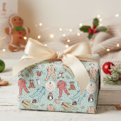 Schattigee Mint Green Baby's eerste kerstgewoonte Cadeaupapier