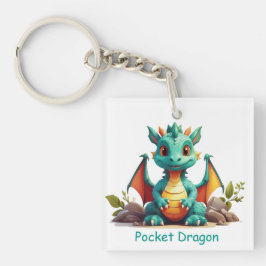 Schattigee Mint Green Pocket Dragon Fantasy Sleute Sleutelhanger