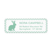 Schattigee Mint Green Rabbit Gingham Retouradres Etiket (Voorkant)