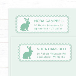 Schattigee Mint Green Rabbit Gingham Retouradres Etiket