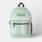 Schattigee Mint Green Stripes  & Girly Bedrukte Rugzak (Voorkant)