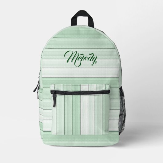 Schattigee Mint Green Stripes  & Girly Bedrukte Rugzak (Voorkant)