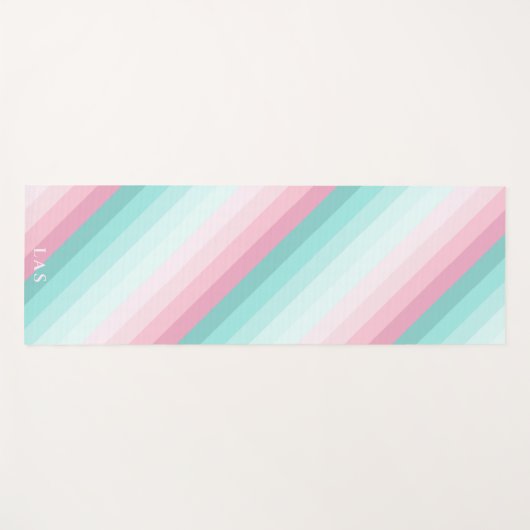 Schattigee Mint Groen en Blush Roze Diagonale Stre Yogamat (Voorkant (horizontaal))