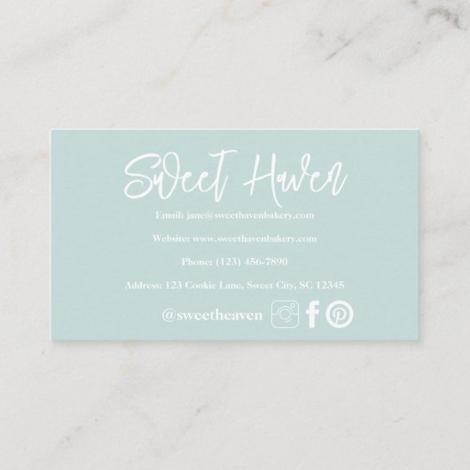 Schattigee Mint Groen Kookgerei Bakkerij Visitekaartje (Achterkant)