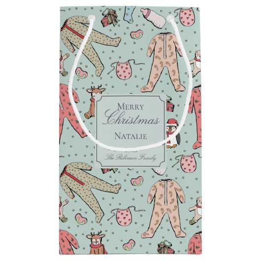 Schattigee Mint Groene Baby Meisje Kerst Custom Klein Cadeauzakje (Achterkant)