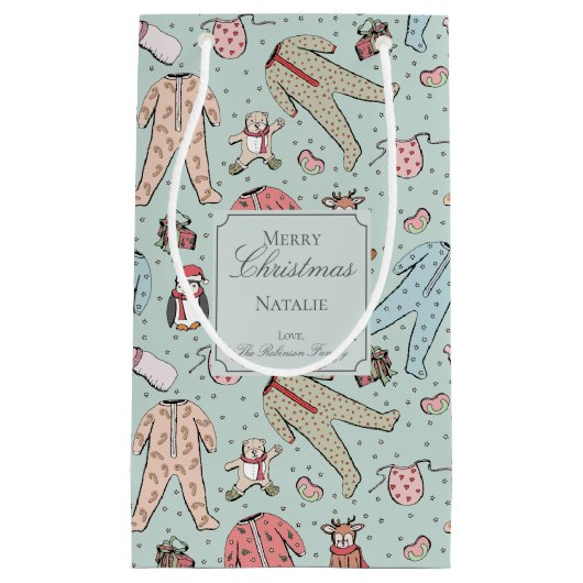 Schattigee Mint Groene Baby Meisje Kerst Custom Klein Cadeauzakje (Voorkant)