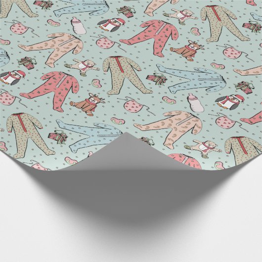 Schattigee Mint Groene Baby Meisje Kerstmis Cadeaupapier (Hoek)