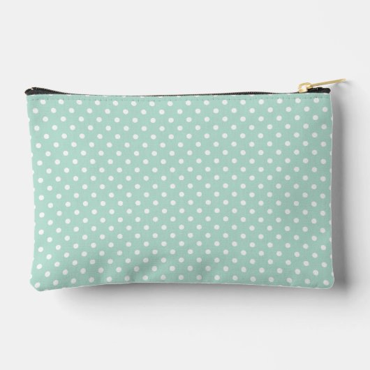 Schattigee Mint Groene en Witte Polkadots Monogram Etui (Achterkant)