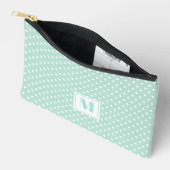 Schattigee Mint Groene en Witte Polkadots Monogram Etui (Open)