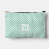Schattigee Mint Groene en Witte Polkadots Monogram Etui (Voorkant)
