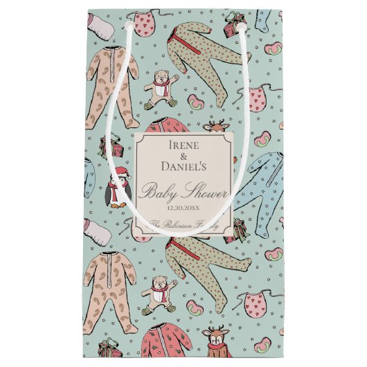 Schattigee Mint Groene Kerst Baby shower Klein Cadeauzakje (Voorkant)