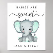 Schattigee Mint Groene Olifant Neem een Treat Baby Poster (Voorkant)